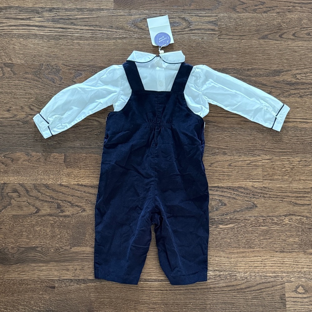 Rachel Riley New With Tags ABC Smocked Overall Set Navy - Picture 10 of 15